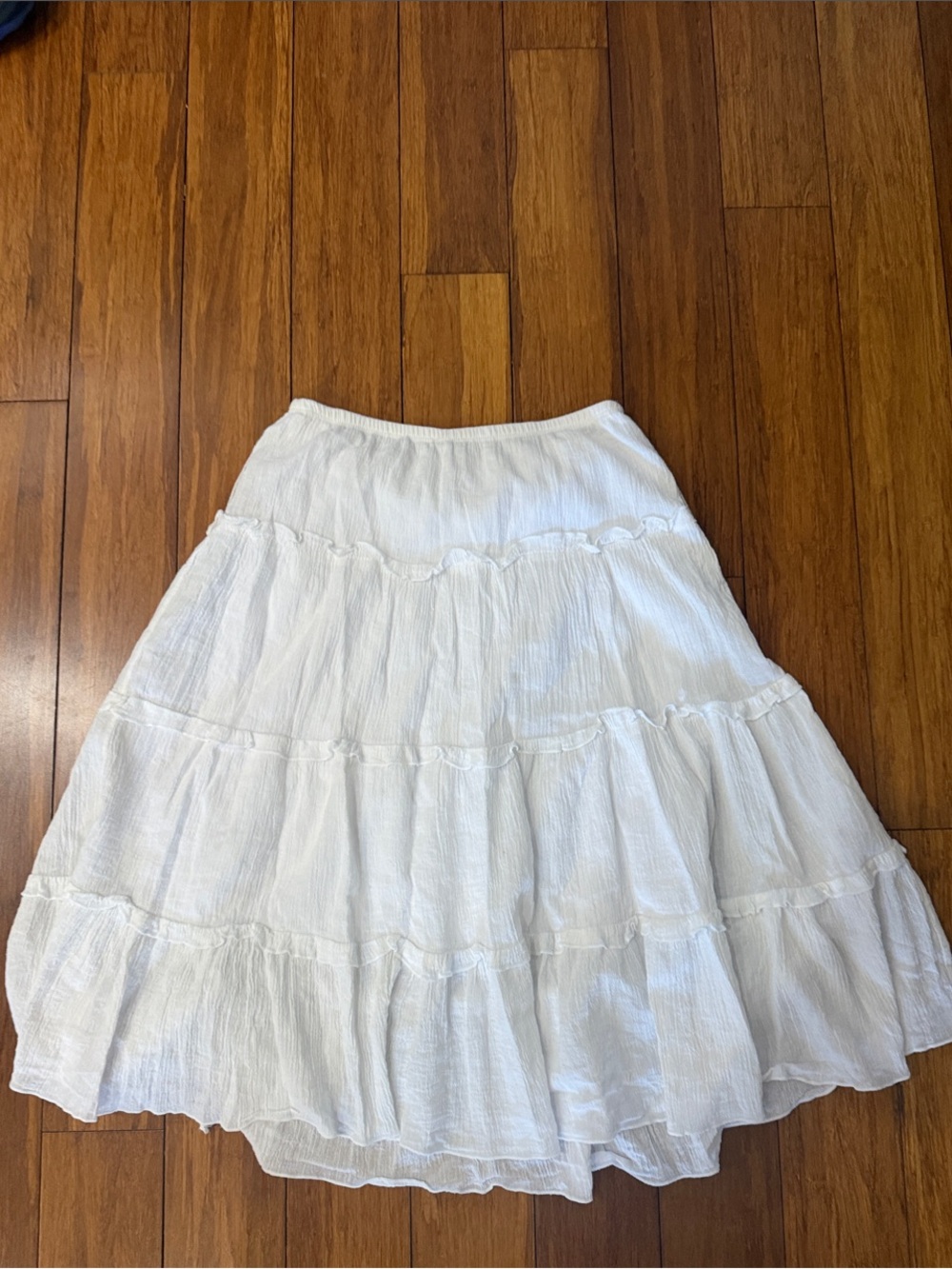 Women’s White Tiered A-Line Skirt - Picture 4 of 4